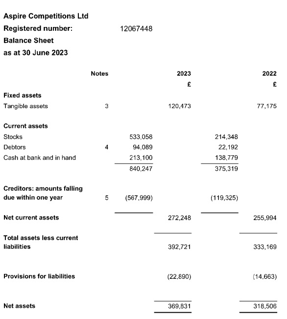 Example of net assets on a balance sheet