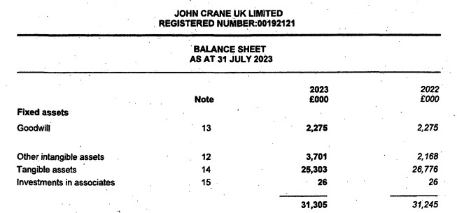 Example of goodwill on a balance sheet